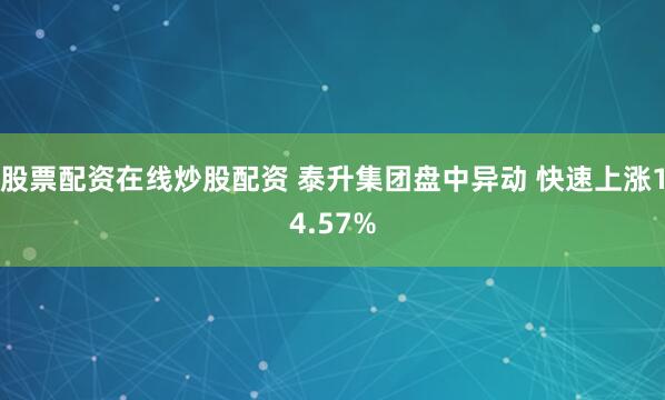 股票配资在线炒股配资 泰升集团盘中异动 快速上涨14.57%